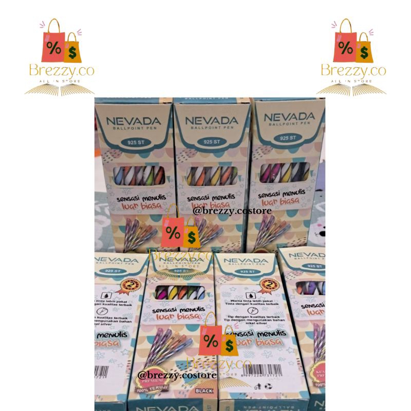 

Brezzy.co - NEVADA BALLPOINT PEN 925 ST KUALITAS PREMIUM 100% TERUJI Hitam [12Pcs]
