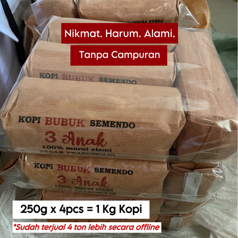 

Paket Hemat Kopi Bubuk 1 Kg (250g x 4pcs) Kopi Semendo / Kopi Murni Alami Khas Sumatera Selatan