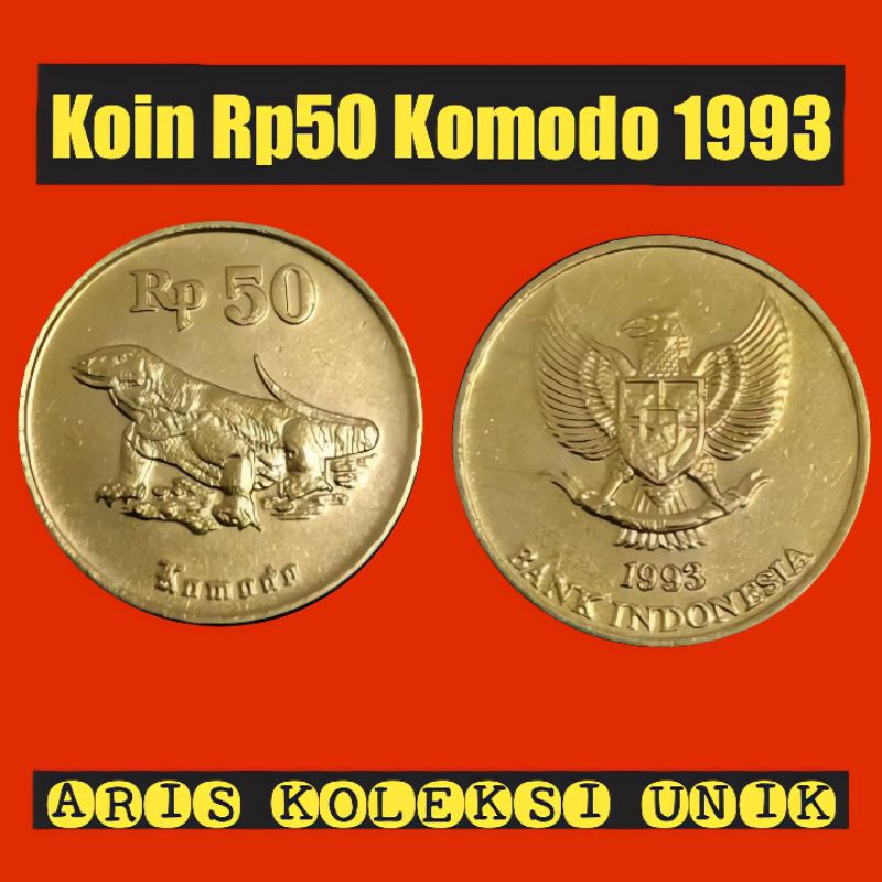 koin 50 rupiah komodo tahun 1991 - 1998 kinclong