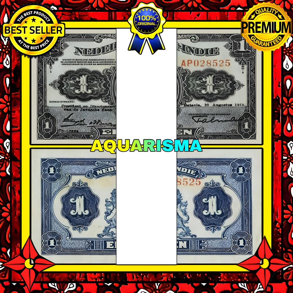 KOLEKSI NUMISMATIK - 1 GEPOK SOUVENIR UANG KUNO 1 GULDEN HINDIA BELANDA WILHELMINA 1919