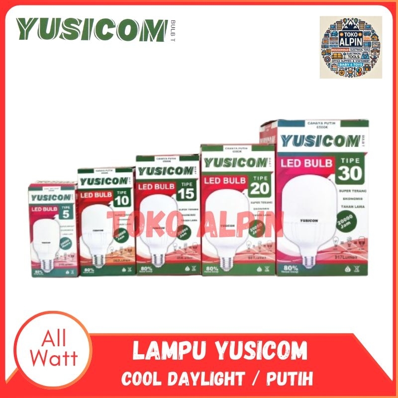 Lampu LED Bohlam Bulat Yusicom T5 T10 T15 T20 T30 T40 - Yusicom LED T BULB 6500K Putih