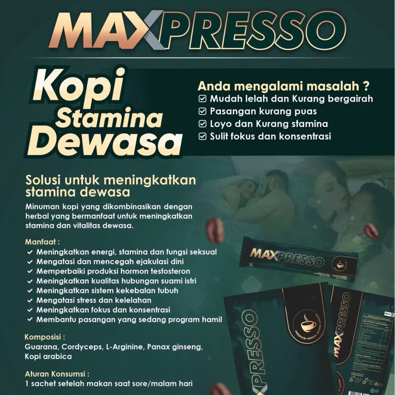 

MAXPRESO - KOPI PENAMBAH STAMINA 2 SACHET