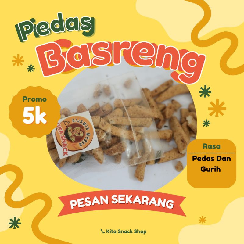 

Kita Snack Murah | Cemilan murah Kemasan Basreng Rasa Pedas Daun Jeruk Bakso Goreng