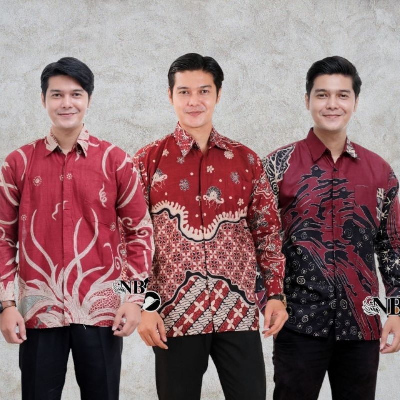 Baju Kemeja Hem Batik Pria Cowok Laki Laki Lengan Panjang Premium Modern Bahan Katun Prima Halus Ser