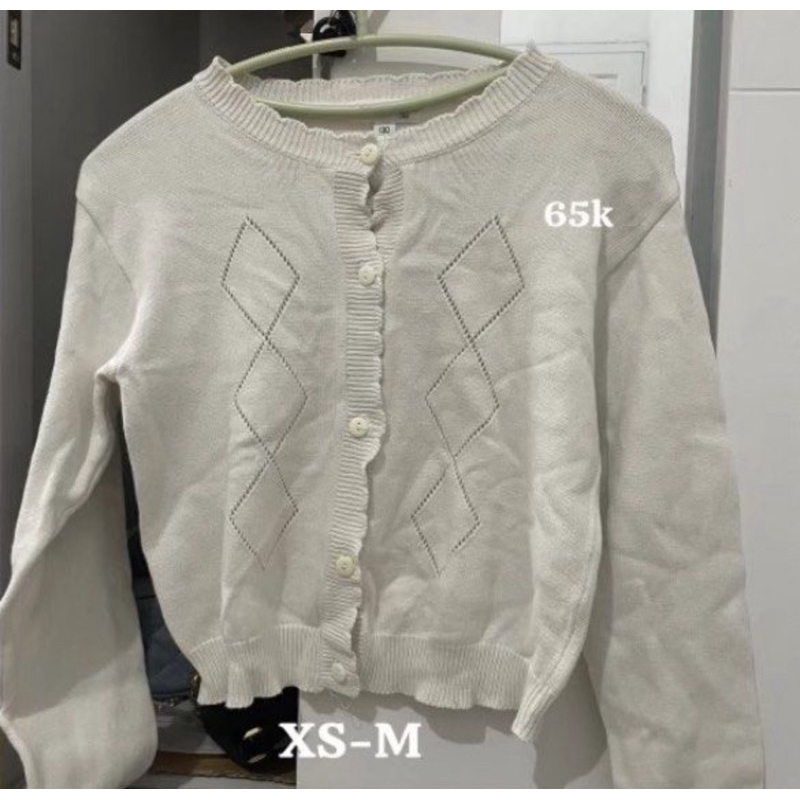 white coquette cardigan preloved