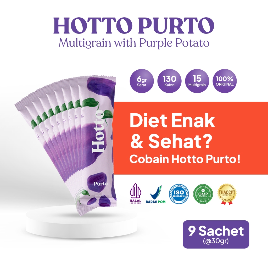 

HOTTO PURTO - 9 Sachet | HOTTO Minuman Diet, Oatmeal, Sereal | Diet Enak & Sehat