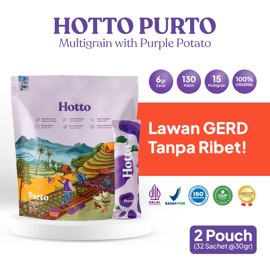 

HOTTO PURTO MULTIGRAIN - 2 Pouch (32 Sachet) | Hotto Porto Lawan GERD Tanpa Ribet
