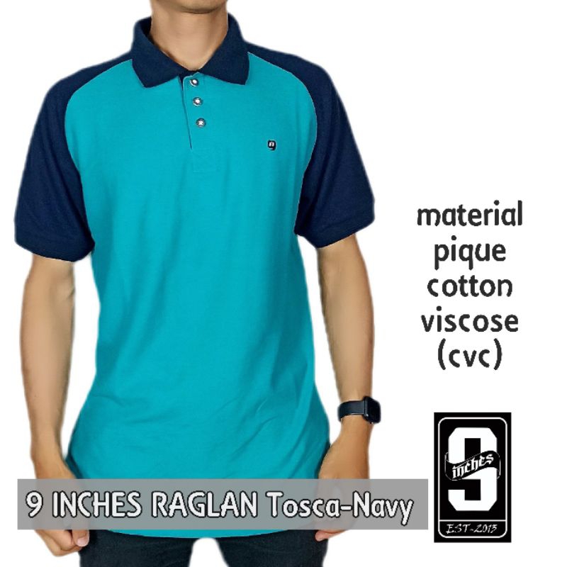 Baju Kaos Kerah Polo Shirt Distro Raglan Casual Premium 9 Nine Inches Original Cotton Pria Pendek