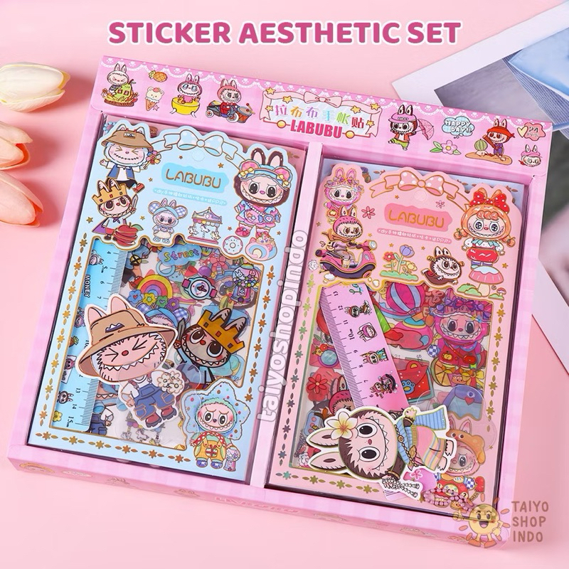 

BTKT | Sticker Aesthetic Set Labubu 4 Lembar Tempel Penggaris Keychain Akrilik