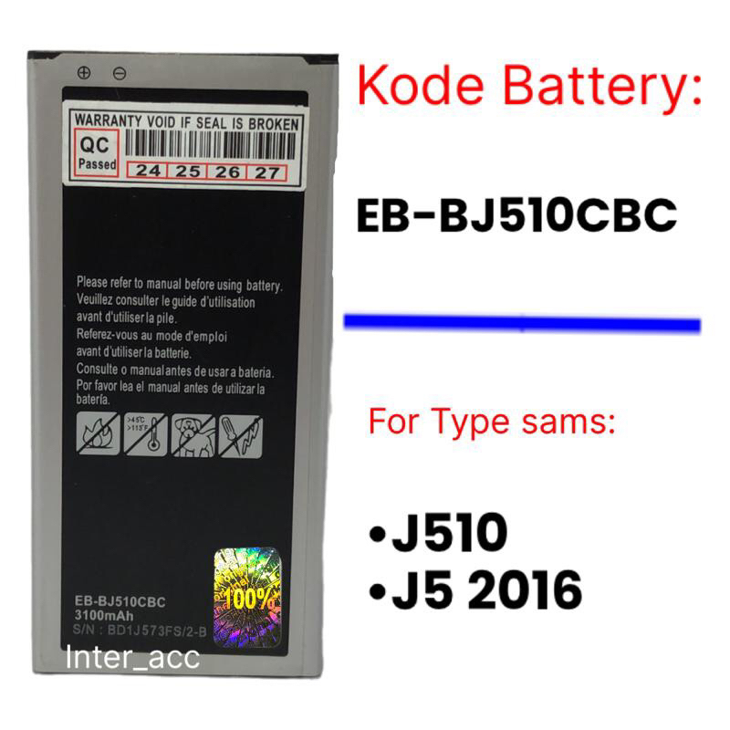 Baterai Sams Galaxy J510 NFC J5 2016 J510 Original EB-BJ510CBC Battery Batrai Batre