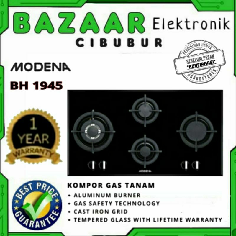 KOMPOR GAS MODENA BUILT-IN BH 1945 / BH-1945 / BH1945