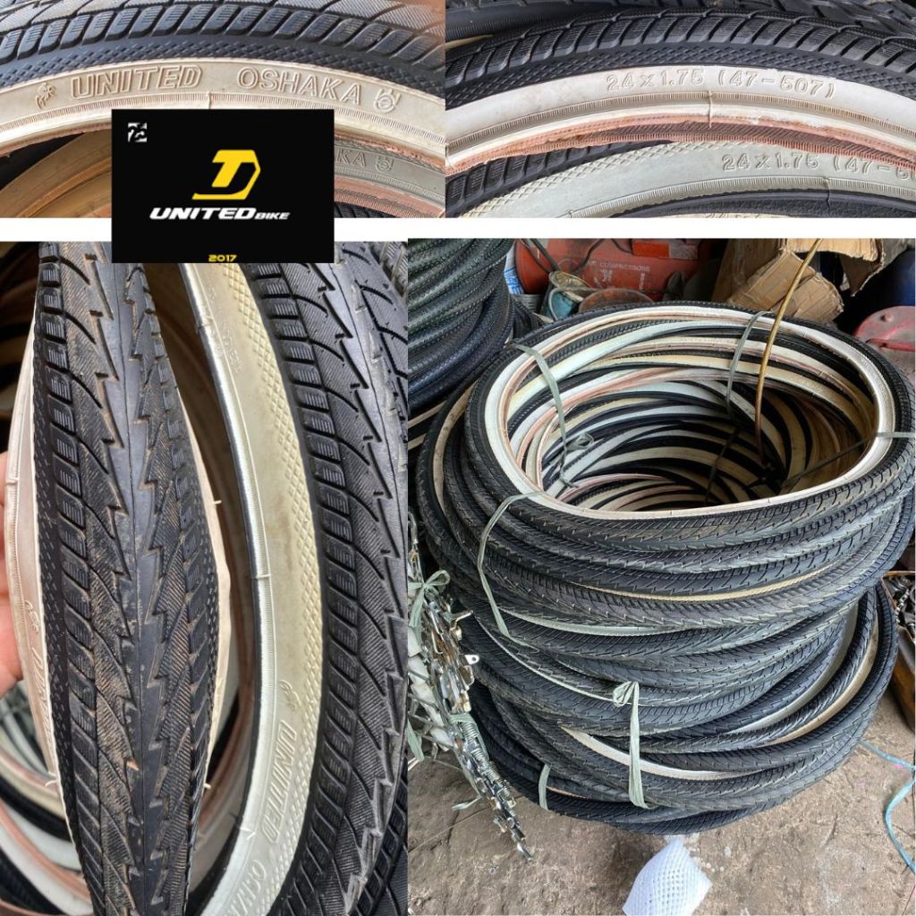 UNITED Ban luar 24 X 1.75 Lis Putih Oshaka Sepeda Mini Keranjang Ibu Ibu Kembang Halus universal atl