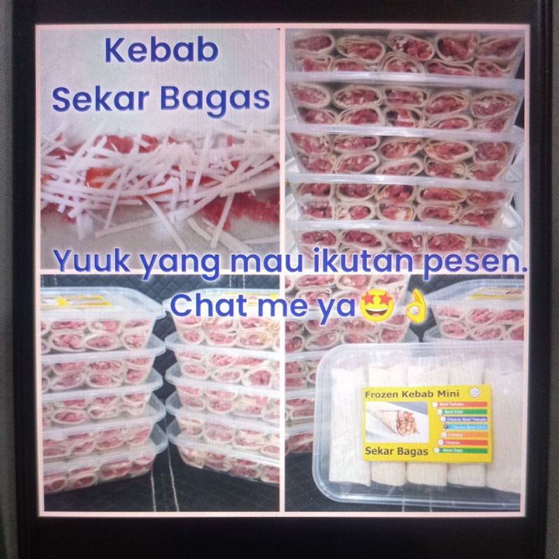 

Frozen Kebab Mini isi 10 pcs per pak dikirim dari bubulak kota bogor cocok buat cemilan dan bekal anak ke sekolah