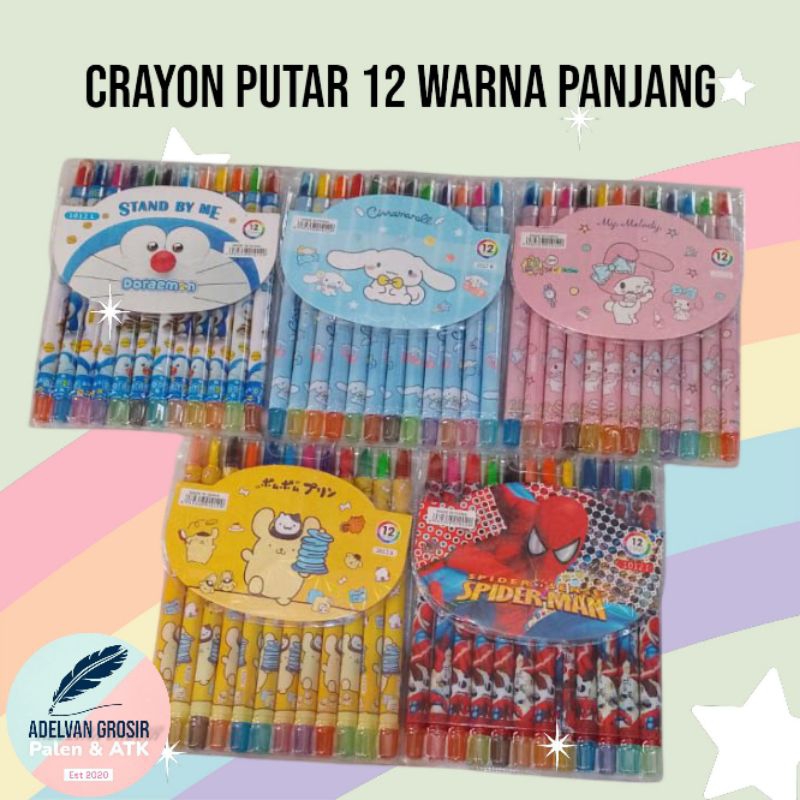 

Crayon putar 12 warna panjang 1 pak isi 12 pcs