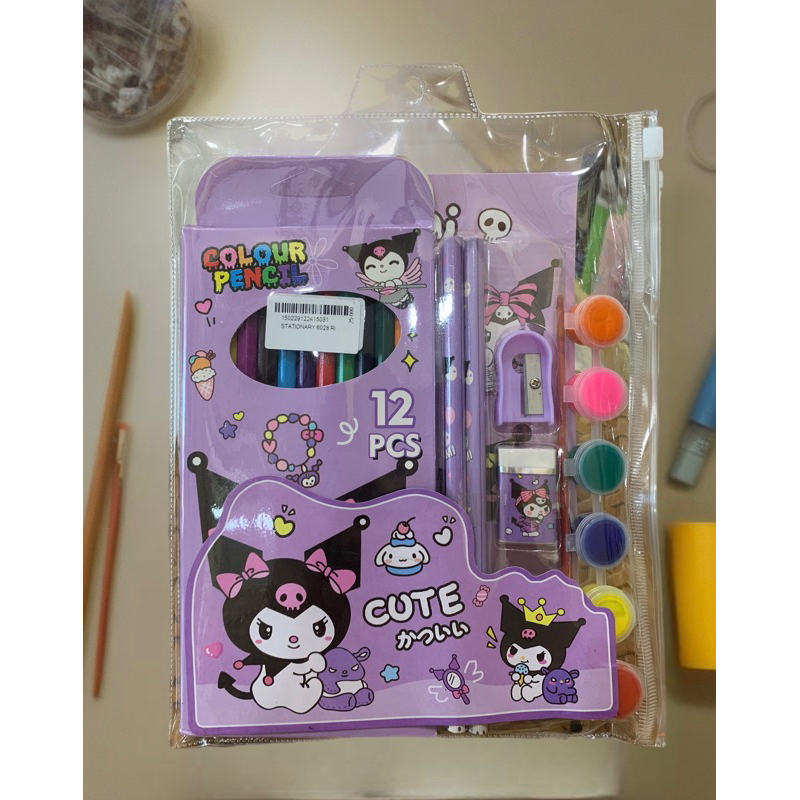 

Pensil Warna Set Mewarnai karakter Cinomorol sanrio kuromi Isi 12pcs set dengan Pensil Penghapus Rautan - RI
