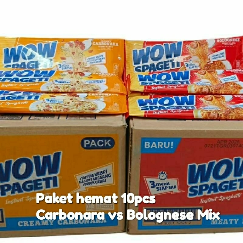 

Paket wow spageti 10pcs, Carbonara vs Bolognese mix