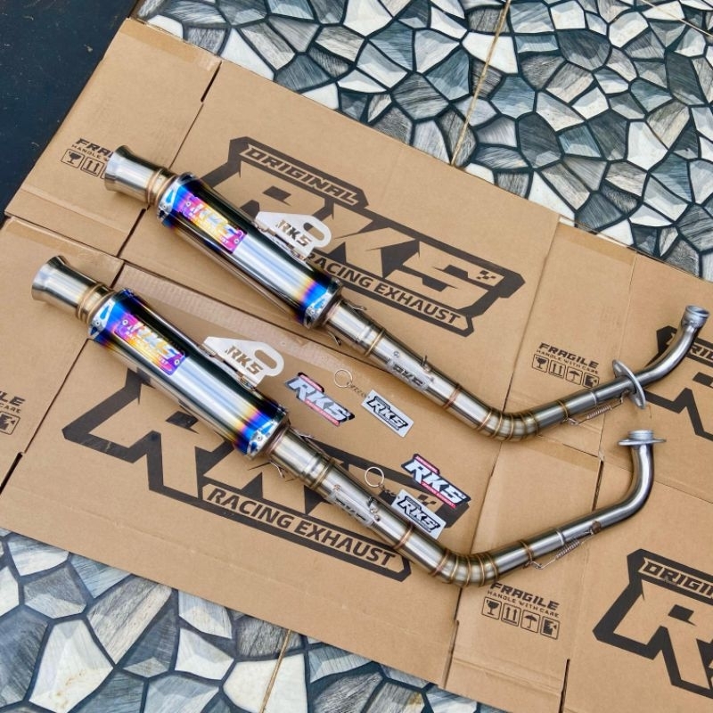 Knalpot SALEMBA BLUE SERIES Scoopy new Genio original RKS RACING EXHAUST TITAN leher ceklis PNP Vari