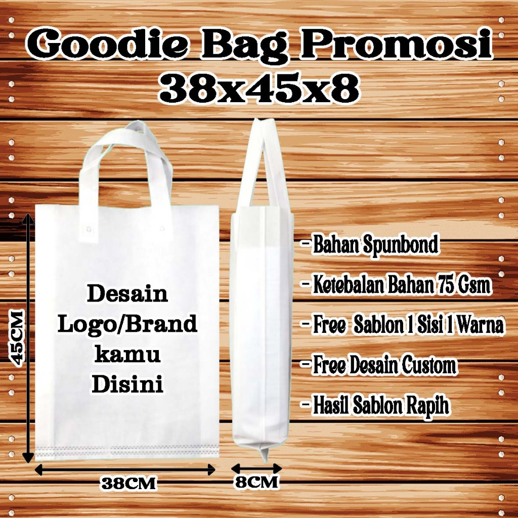 

Goodie Bag Promosi 38x45x8 | Tas Promosi 38x45x8 Tas Promosi Sablon Custom