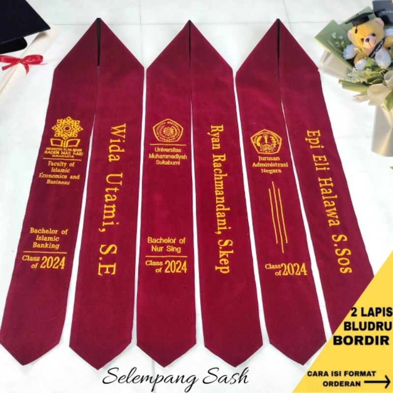 SELEMPANG WISUDA LEHER/KALUNG ( 2 lapis bludru )