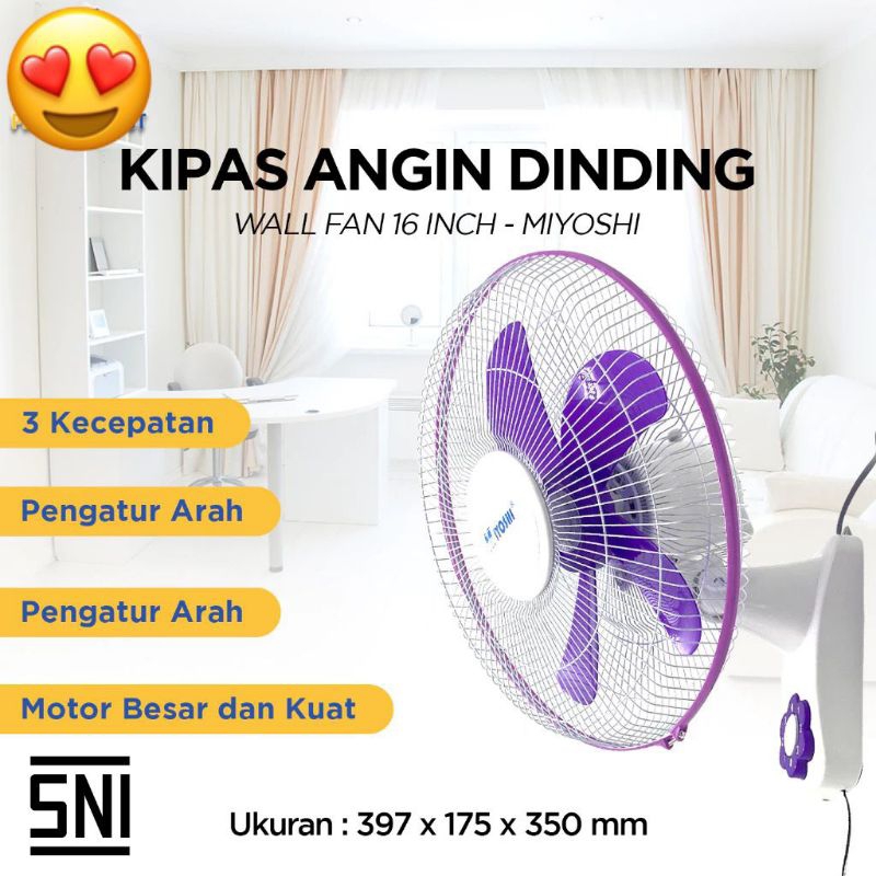 Kipas Angin Dinding / Kipas Welhome / Kipas Kavolux / Kipas Miyoshi / Kipas Dinding / Kipas Angin