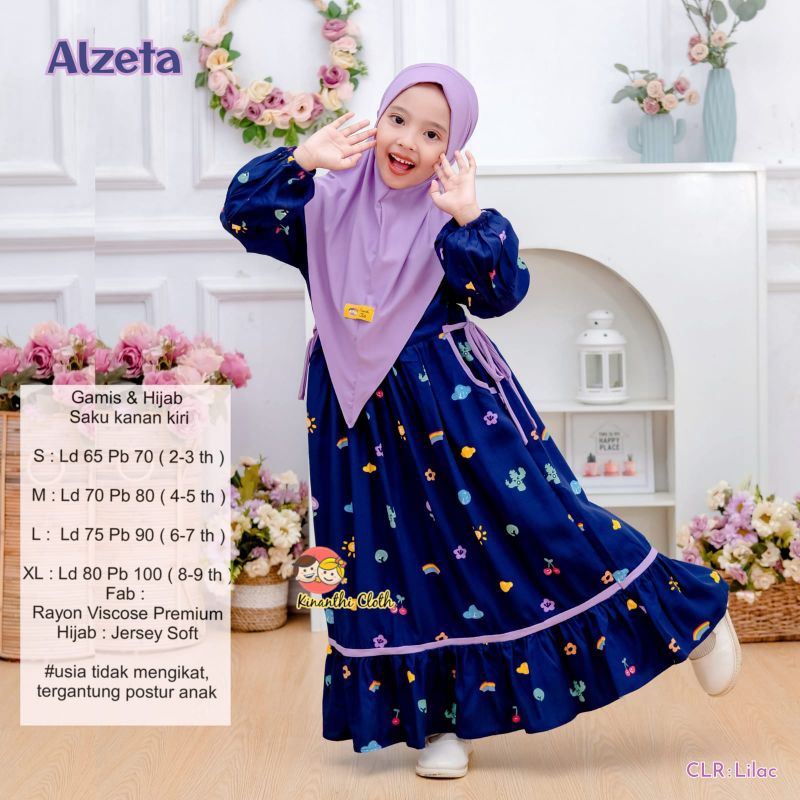 [ Diar.id Fashion ] Alzeta Gamis  Anak Rayon Motif By Kinanthi Cloth