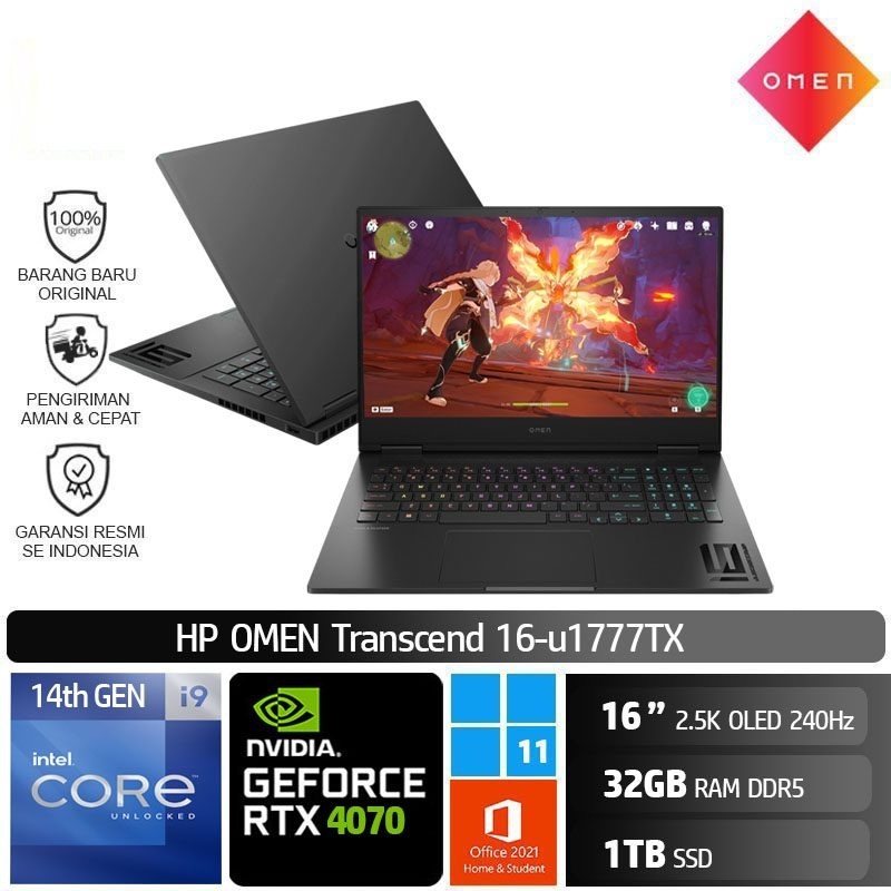 HP Omen Transcend 16 u1777TX Core i9 14900HX 32GB SSD 1TB RTX4070 8GB Win11 OHS