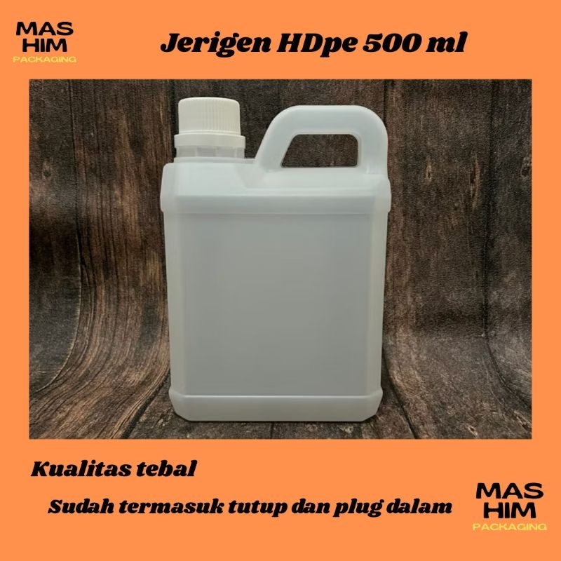 Jerigen 1/2 liter kotak HDpe 500 ml tebal
