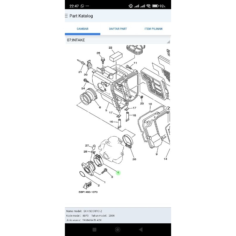 Klem manipol karburator Scorpio Original