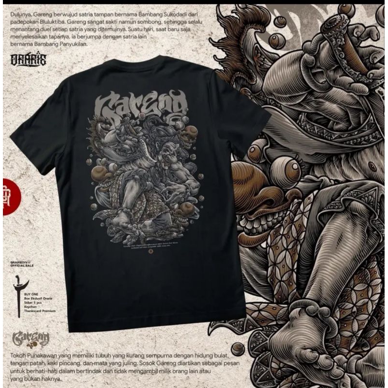 kaos orarie gareng hitam katun 24s soft