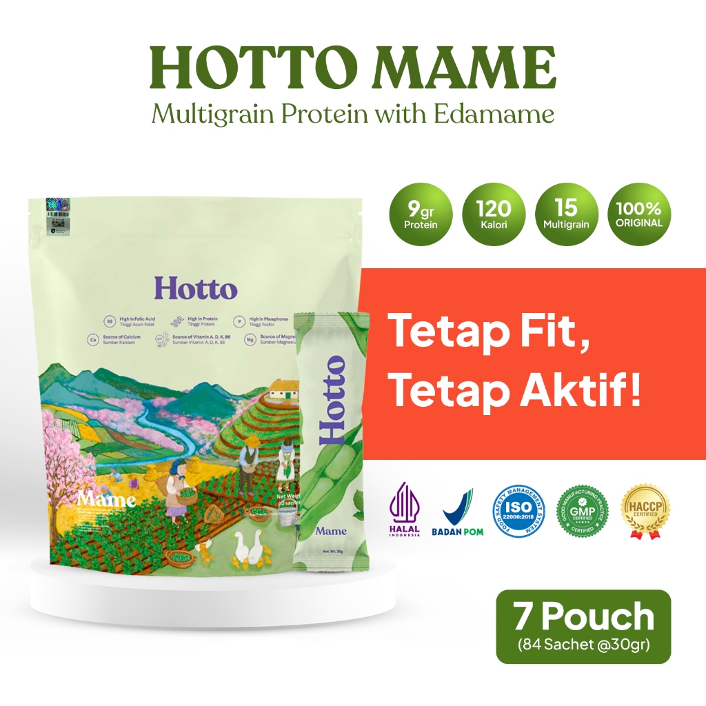

HOTTO MAME MULTIGRAIN - 7 Pouch (84 Sachet) | HOTTO PORTO Multigrain Protein with Edamame
