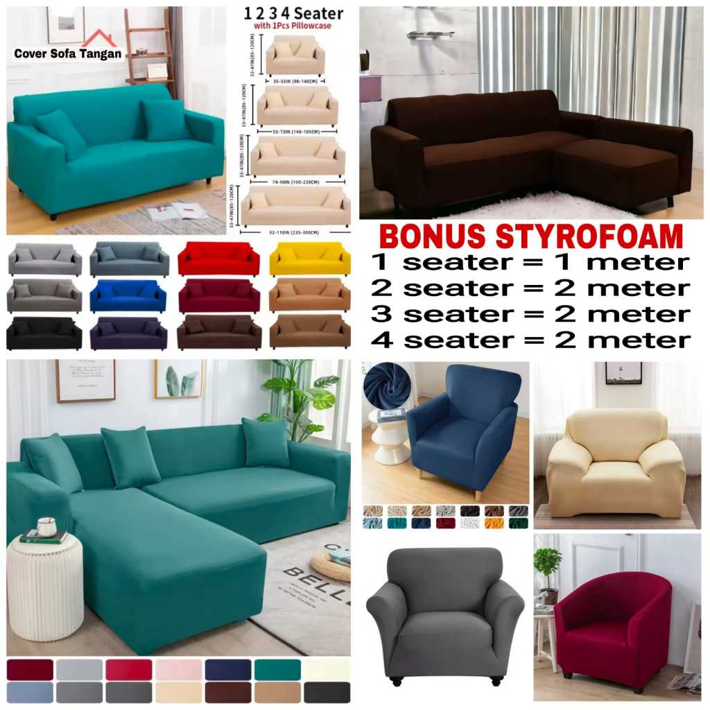 Cover sofa ELASTIS 1.2.3.4 seater / Bahan Adem , Halus n Lembut / Sarung sofa 1.2.3.4 dudukan ELASTI