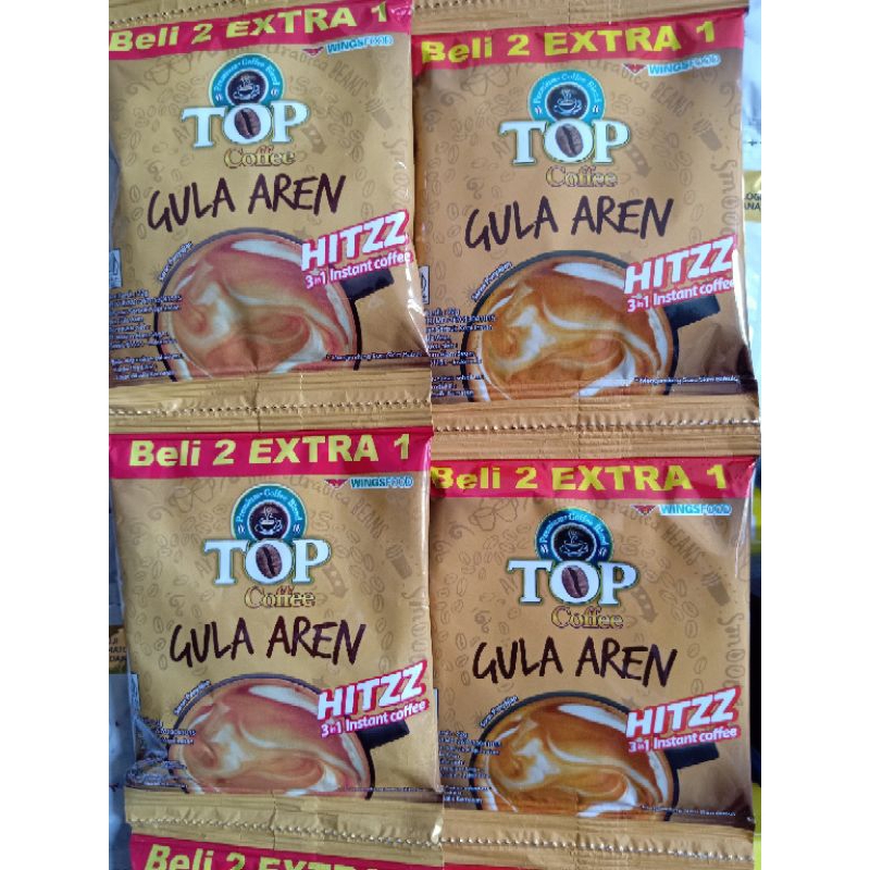 

TOP COFFEE Kopi Gula Aren 10 Sachet. Beli 2 Gratis 1 kemasan 22gr (Per Renceng isi 15pcs)