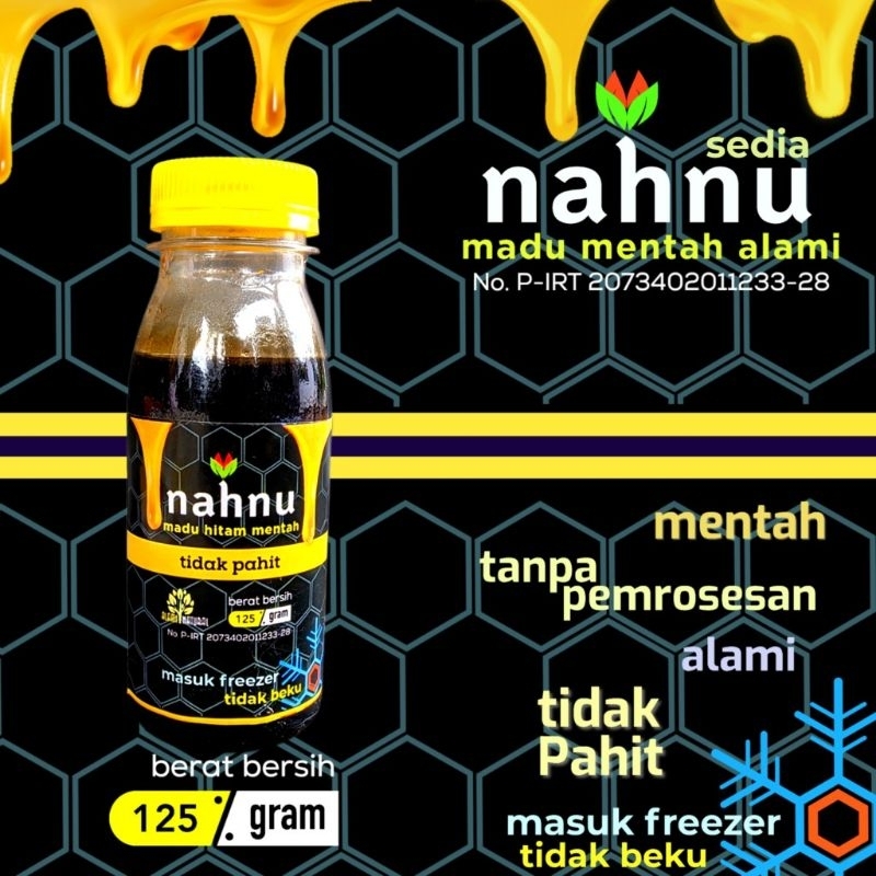 

Madu nahnu madu hitam mentah alamii, masuk freezer tidak beku, tidak pahit 125g