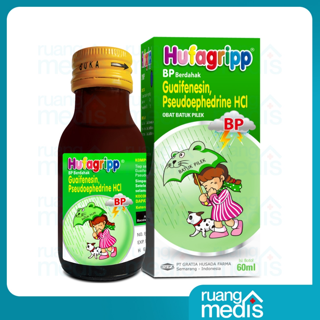 Hufagrip BP Berdahak (Hijau) 60ml / Hufagrip Flu Dan Batuk