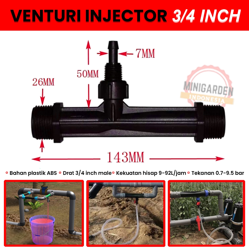 VENTURI INJECTOR 3/4 INCH ventury injektor pupuk nutrisi hidroponik