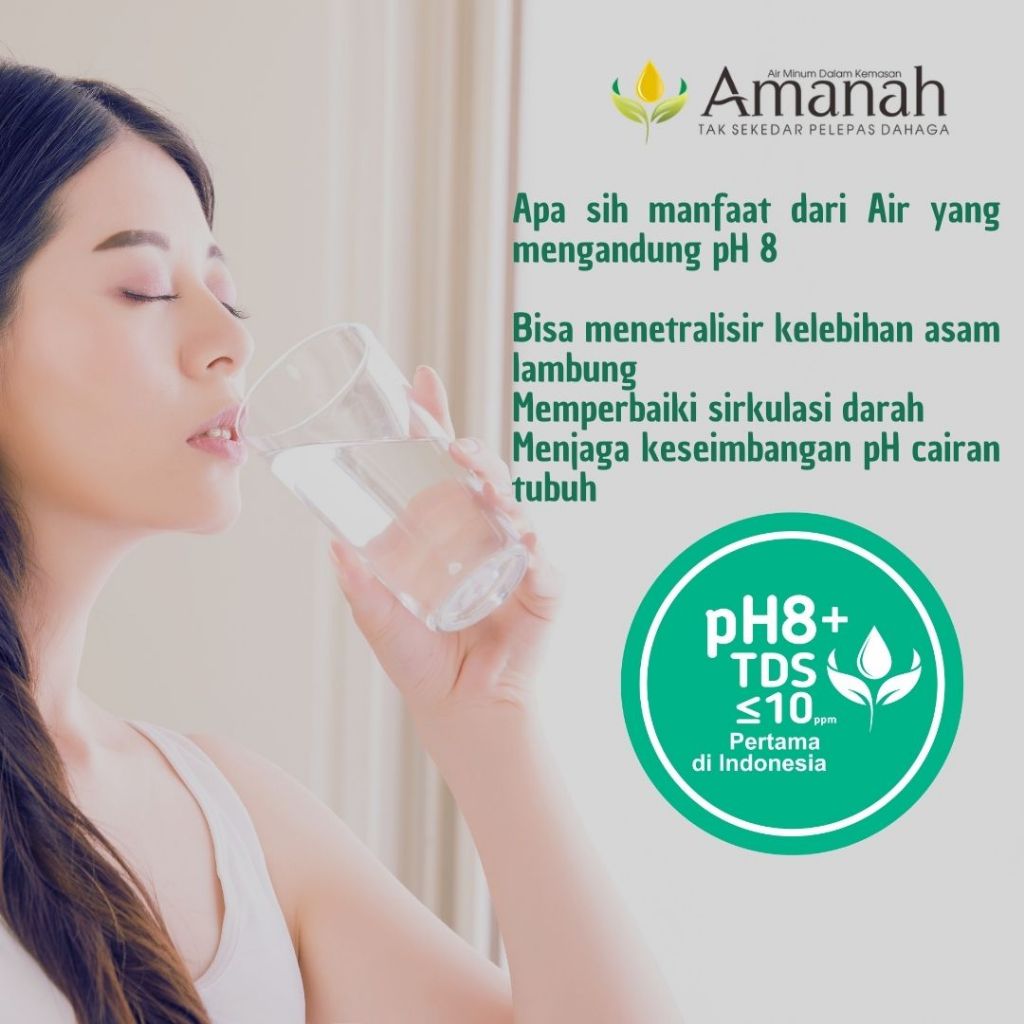 

AMANAH Air Mineral 200ml - Isi 24 Botol pH8+ Dan TDS < 10 Membantu Meringankan Kinerja Ginjal.