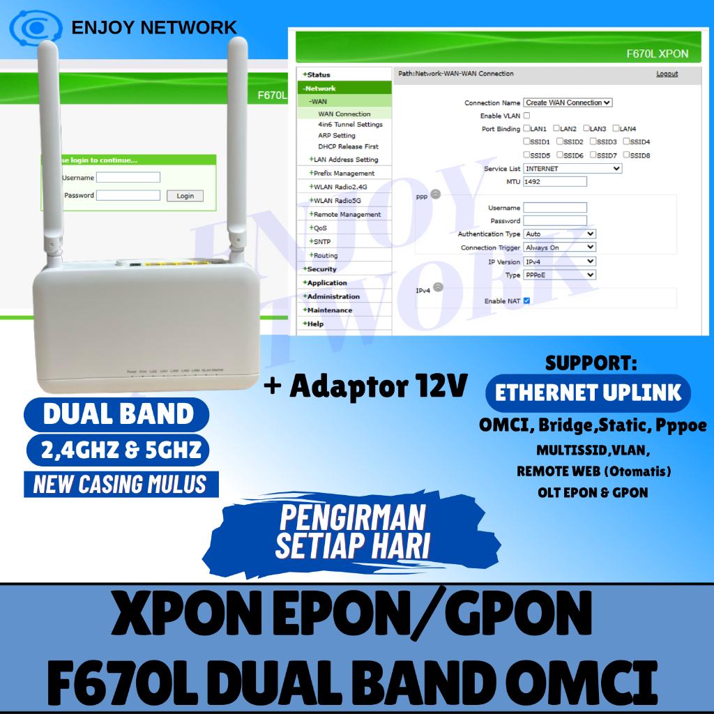 Xpon Epon Gpon Zte F670L Omci Dual Band Murah