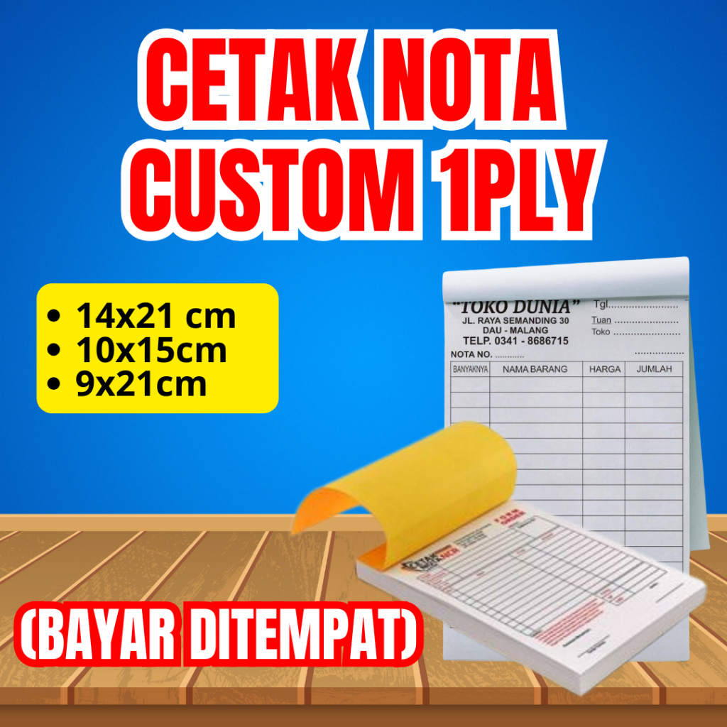 

cetak nota custom logo dan tulisan 1fly hvs termurah
