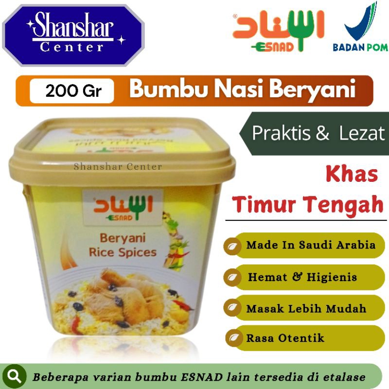 

Esnad Bumbu Beryani Asli Saudi Sudah BPOM - Bumbu Instan Nasi Biryani - Esnad Biryani Seasoning 200 gr