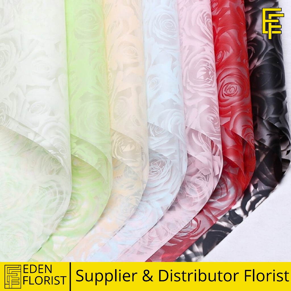 

Kertas Buket Bunga Cellophane Warna Motif Mawar Brokat Paper Flower Wrapping Bouquet COD KB6197