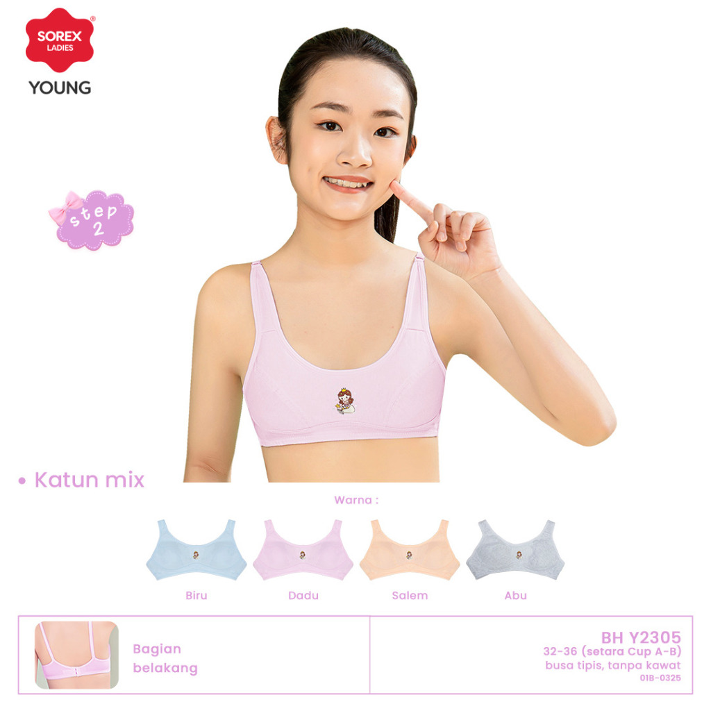 Sorex Young Bra Remaja Miniset Princess Step 2 Busa Tipis Tanpa Kawat Kait 2 BH Y 2305