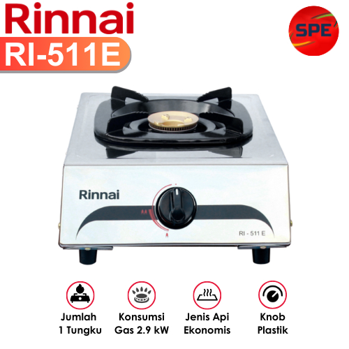KOMPOR GAS 1 TUNGKU RINNAI RI-511E / RI511E GARANSI RESMI (MEDAN)