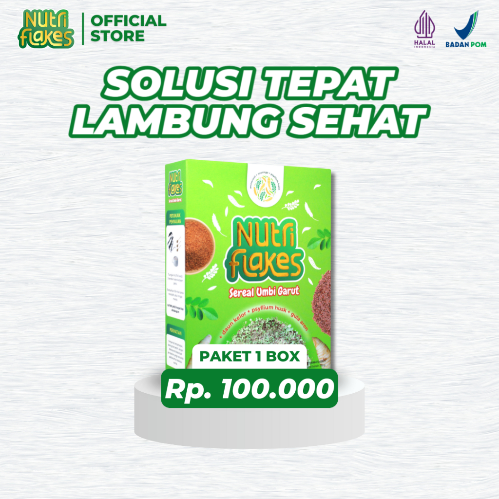 

Nutriflakes Umbi Garut Sereal Asam Lambung, Maag dan Gerd Original 1 Box