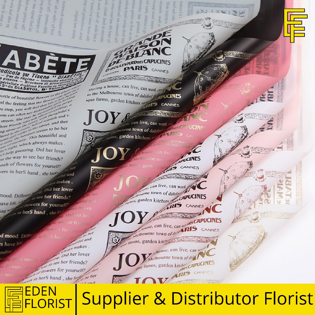

EdenFlorist Kertas Buket Bunga Cellophane Flower Wrapping Paper Waterproof Motif Koran Newspaper COD KB6041
