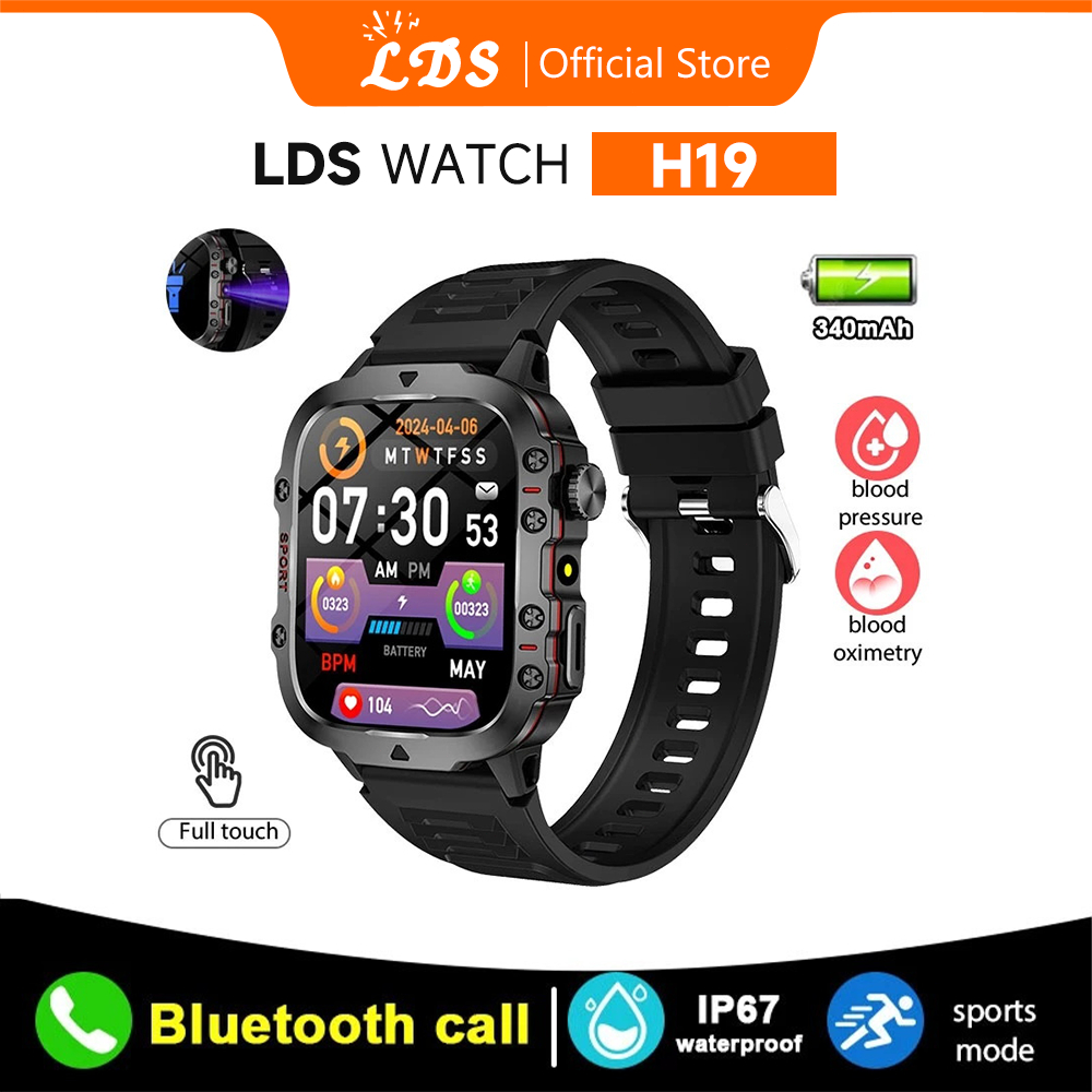 LDS H19 Jam Tangan Keren Jam Tangan Smartwatch Tahan Air 3ATM Asli Pria Luar Ruangan 100+ Olahraga D