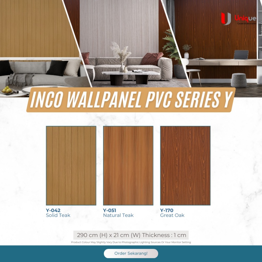 Wallpanel INCO Series Y Tebal 1cm Motif Kayu / Wood Panel Wood Series / PVC Panel Plafon Indoor / De