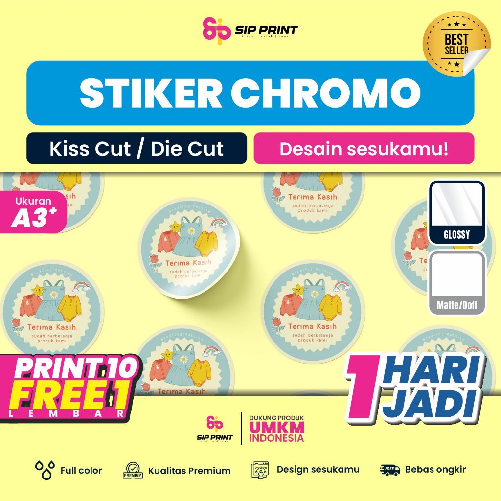 

Cetak Stiker CHROMO/1 Hari Jadi/Label Makanan/Label UMKM/Label OnlineShop/Stiker Segel/Label Minuman