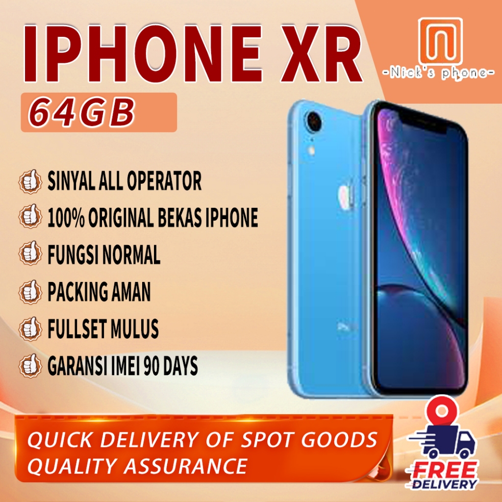 iPhone XR 64GB Fullset Second Original100% EX-INTER OLED Kondisi Perfect Mulus Normal Like New Phone