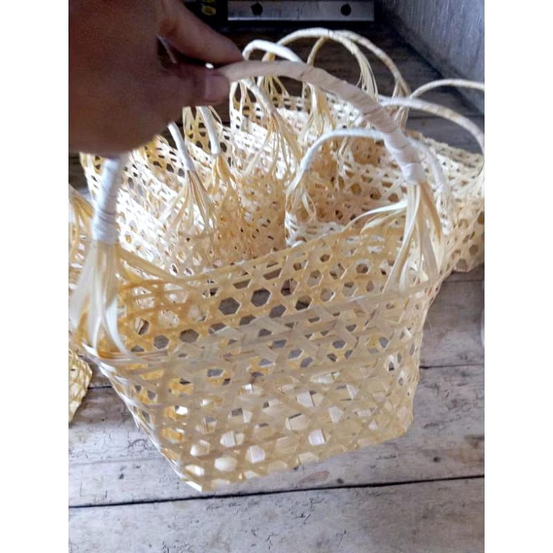 Keranjang Anyaman Bambu/Keranjang Rotan, Keranjang Hantaran Buah // Anyaman Bambu Tas sovenir Keranj