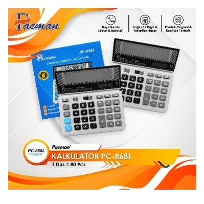 

Kalkulator PC - 868 L | Calculator 12 Digit | Automatic Replay | Solar Energy & Battery